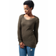 Womens sweater with a long wide neckline - olive