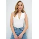 Trend Alacati Stili Ženska bluza bez rukava Alc-X13784, V-izrez, Bela