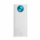 BASEUS Amblight power bank z digitalnim zaslonom QC, 30000mAh, Overseas različica + kabel USB-C/USB-C 100W 1m, bel (PPLG000102)