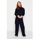 Trendyol Dark Navy Blue Slit Wide Leg Knitwear Two Piece Set