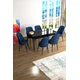 Hanah Home Set Trpezarijski sto i 6 stolica Han, Plavo-crni