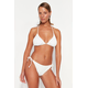 Trendyol Ecru Tied Textured Regular Bikini Bottom