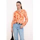 Trendyol Bluza temno rjava / oranžna / marelica / temno oranžna