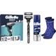 Gillette Muški set Mach 3, Brijač, 3 dopune, Gel sensitive 200 ml, Čarape