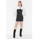 Trendyol Black A-Line Shirt Collar Tweed Mini Woven Dress