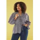 Trendyol Curve Navy Blue Seersucker Woven Plus Size Blouse