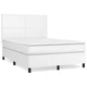 Vidaxl Box spring postelja z vzmetnico bel 140x190 cm umetno usnje