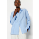 Trendyol Light Blue Rib Detailed Woven Shirt