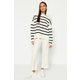 Trendyol Striped Sweater Bottom-Top Suit with Ecru Pants