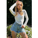 Trend Alaçati Stili Womans White Hooded Double Breasted Sandy Blouse