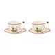 Set of 2 coffee cups with saucers, porcelain, 120ml, Jardin des Frais