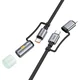 Hoco Vse-v-enem kabel USB-C/Lightning na USB-C/LED-lučka Hoco PD 3A 60 W, 1,2 m, U138, črn