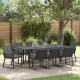 vidaXL vidaXL 9-delni set za zunanjo jedilnico s blazinami črn poli ratan, vidaXL raztegljiva vrtnarska miza antracit (140-210)x90x73 cm jeklo, (22116244)