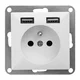 Vgradna enojna vtičnica 2P+E s polnilnikom Pearl, 16A, 250V, PT-16P/USB, bela