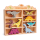 Drvene prapovijesne životinje na polici 8 kom Dinosaurs set Tender Leaf Toys 36*8*33 cm
