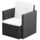 VIDAXL Fotelj poli ratan 65x65x73 cm črne barve
