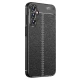 Eleganten gel ovitek Elite Guard z usnjeno teksturo in zaščito robov za Samsung Galaxy A15 - obsidian black