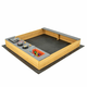 Lesen peskovnik s kuhinjskimi dodatki in vgrajeno klopjo in talno oblogo