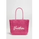 Marisse Pink Woven Bag With Inscription