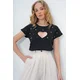 Trend Alacati Stili Ženska bluza kratkih rukava Alc-X13591, Okrugli izrez, Crna