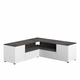 Bela/siva TV omarica v betonskem dekorju 130x46 cm Angle – TemaHome