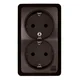 BERG Dvojna vtičnica schuko n/t 2x2P+Z 16A rjava 3738-05