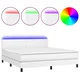 Vidaxl Box spring postelja z vzmetnico LED bela 180x200cm umetno usnje