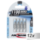 12x4 Ansmann NiMH Akku 1100 Micro AAA 1050 mAh