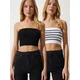 Happiness Istanbul Womens Black and White Strapless Knitted 2-Pack Bustier