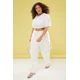 Trendyol Curve Ecru High Waist Straight Leg Plus Size Jeans