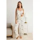 Trendyol Ecru Animal Patterned Yarn Suspender Viscose Woven Pajama Set