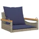 vidaXL vidaXL Gugalna klop z blazinami siva 63x62x40 cm poli ratan, (21208237)