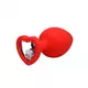 Veliki crveni silikonski analni dildo srce sa dijamantom | Size L