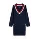 Tommy Jeans Pletena obleka mornarska/živo rdeča/bela