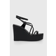Kožne sandale Calvin Klein WEDGE boja: crna, HW0HW01952