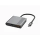 Gembird Večvrstni USB-C adapter 3-v-1 (USB-A + HDMI + USB-C), sivo