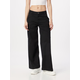 Womens high-waisted and wide-leg twill trousers black
