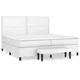 Vidaxl Box spring postelja z vzmetnico bela 200x200 cm umetno usnje
