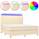 Vidaxl Box spring postelja z vzmetnico LED krem 160x200 cm blago