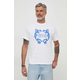 Pamučna majica Versace Jeans Couture za muškarce, boja: bijela, s tiskom