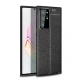 Eleganten gel ovitek Elite Guard z usnjeno teksturo in zaščito robov za Samsung Galaxy Note 20 Ultra - obsidian black