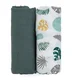 PETITE&MARS Odeja iz bambusa iz muslina 2 kosa Misty Green Leaves 2v1, 120 x 120 cm