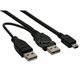 USB 2.0 napajalni Y kabel A/M + A/M -- A/M mini 0,4 m + 0,5 m