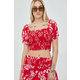 Bluza Superdry za žene, boja: crvena, cvjetni uzorak