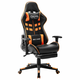 Den Gaming stol z oporo za noge črno in oranžno umetno usnje