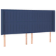 Vidaxl Vzglavje z ušesi modro 203x16x118/128 cm blago