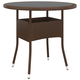 vidaXL Vrtni stol O 80 x 75 cm od kaljenog stakla i poliratana smeđi