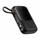 Qpow Pro+ 10000mAh powerbank z USB-C kablom in zaslonom - črn