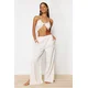 Trendyol Bridal Ecru Woven Linen Blend Blouse and Pants Suit