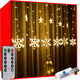 Božićna svjetla svjetlosna zavjesa 138 LED topla bijela 8 funkcija USB zvjezdice i snježne pahulje